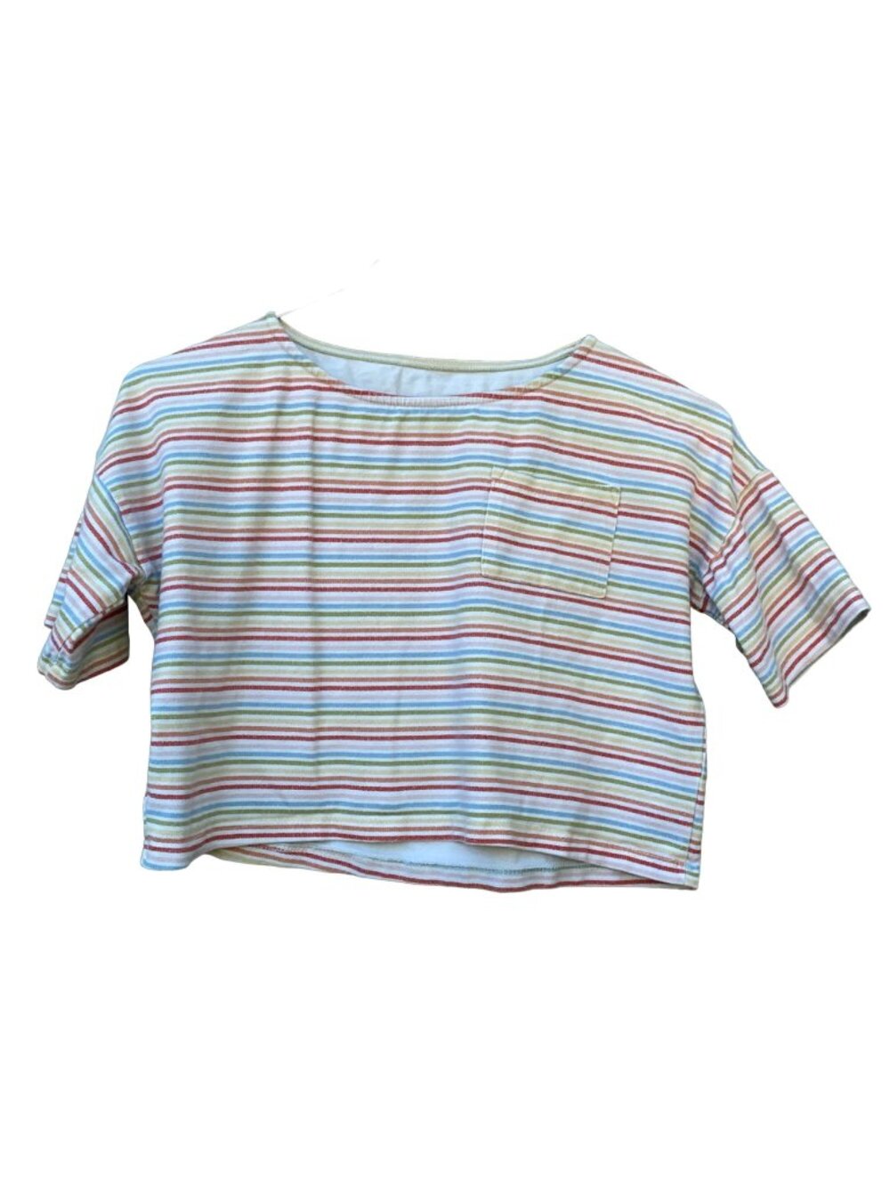 alice and ames white multi stripe crop top size 7 Girls